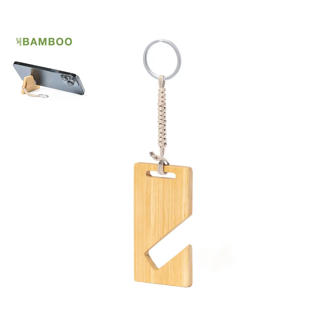 Portachiavi in Bambù con Porta Smartphone Personalizzato