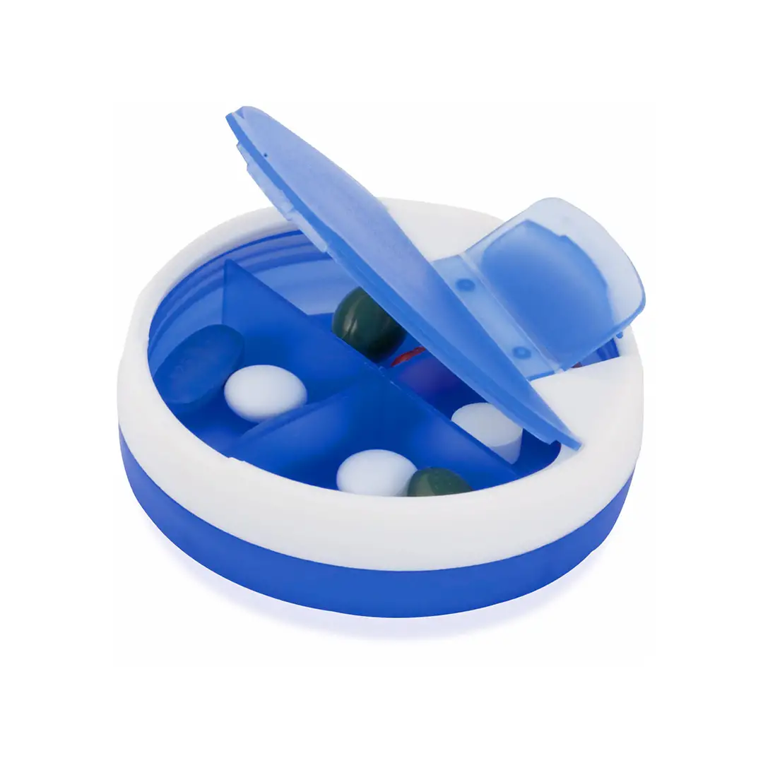 Porta Pillole 4 Scomparti con Dispenser Personalizzato Ideale come Gadget  per Medici, Studi Medici, Farmacie