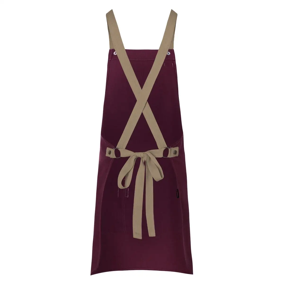 Bib apron with crossed ribbons