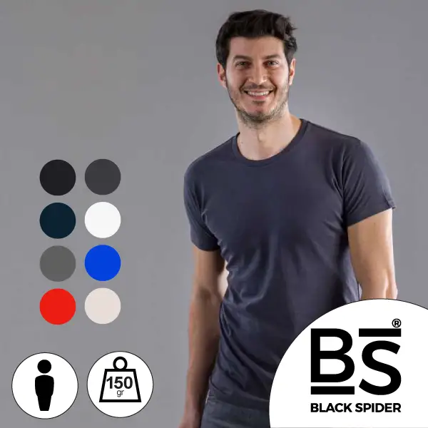Maglietta a Manica Corta in Cotone Biologico Personalizzata - BS Black Spider