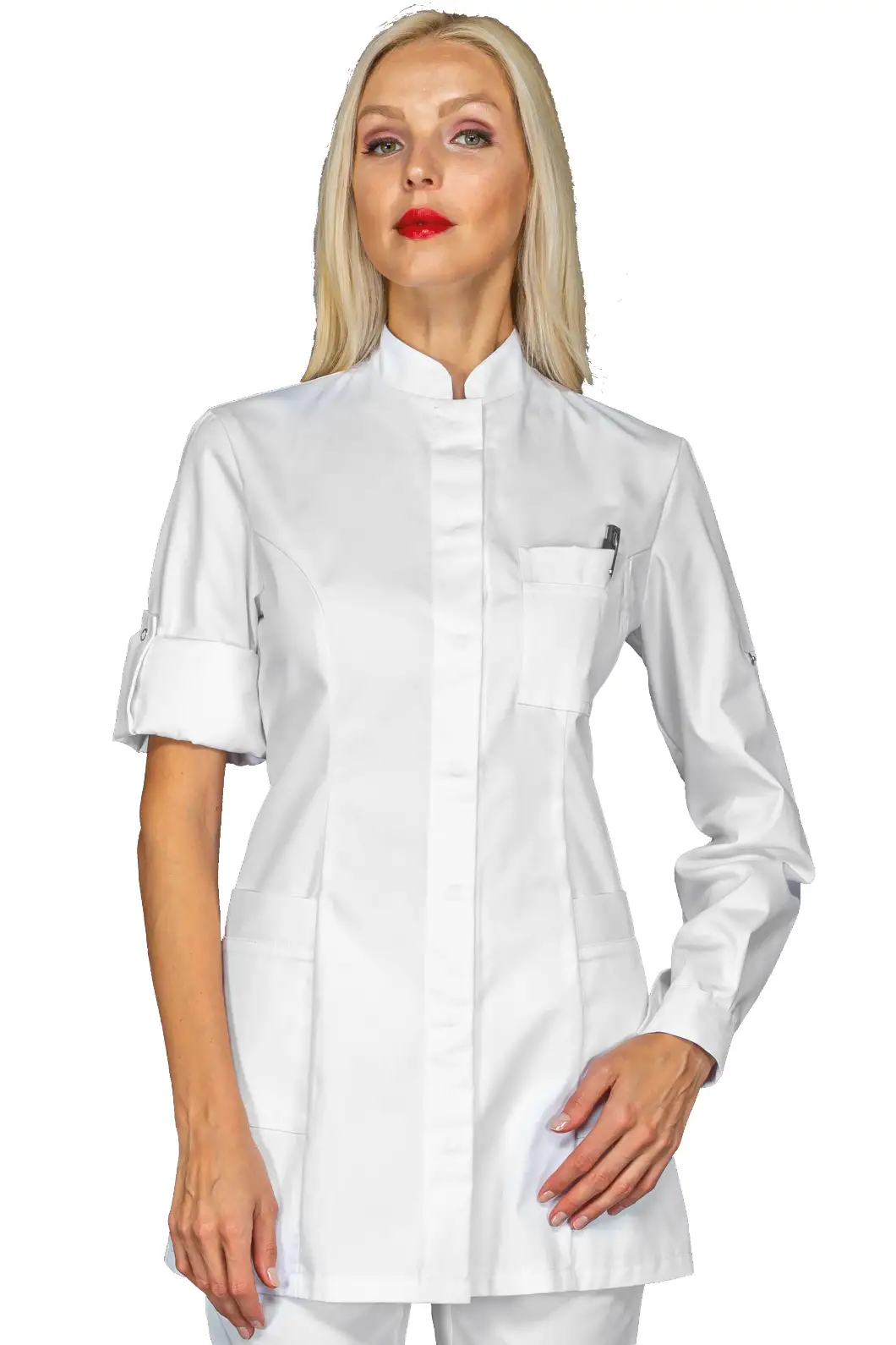 Camice Bianco Donna Collo Coreana Personalizzato Isacco