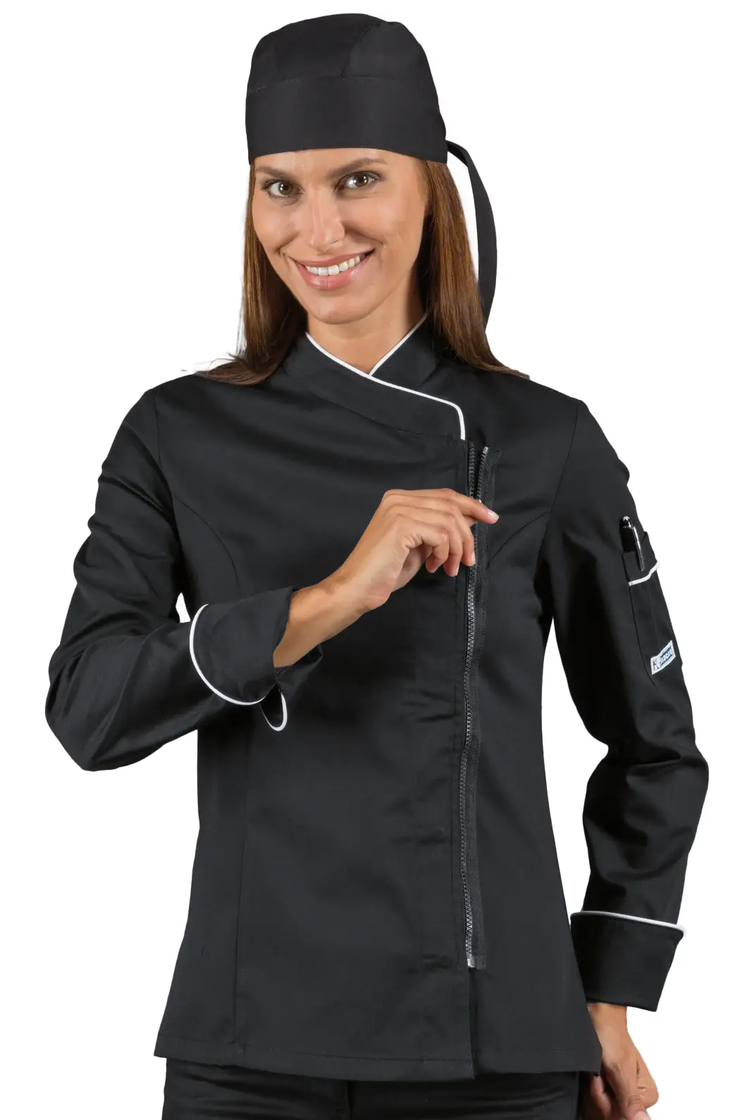 Giacca Donna da Cuoco Manica Lunga Zip Personalizzata - Isacco