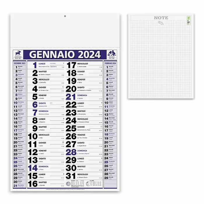 Calendario Olandese con Blocco Note 29x47 Personalizzato