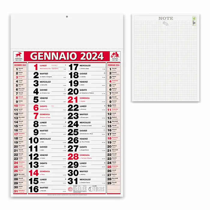 Calendario Olandese con Blocco Note 29x47 Personalizzato