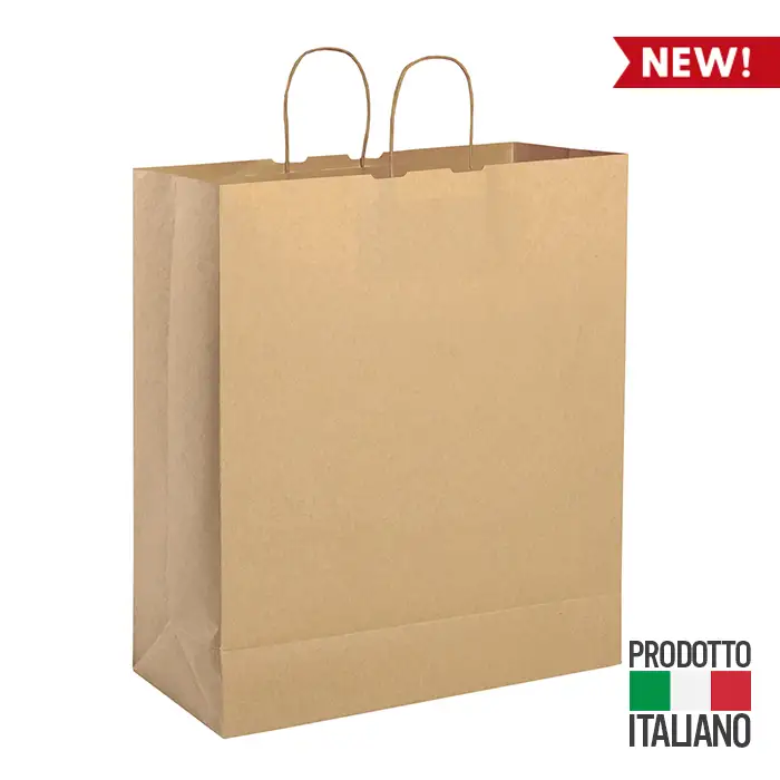 Shopper Bag Carta Naturale Manici Ritorti 45x48x20 Personalizzata