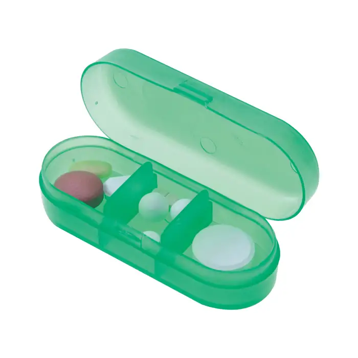 Portapillole Tre Scomparti Plastica Personalizzato Ideale come Gadget Centri Medici, Farmacie